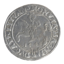 Lithuanian grosz on a Lithuanian foot, Sigismund II Augustus (King of Poland; 1544–1572). Obverse: