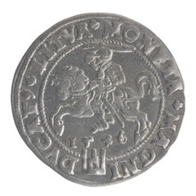 Lithuanian grosz on a Lithuanian foot, Sigismund II Augustus (King of Poland; 1544–1572). Obverse: