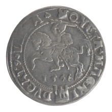 Lithuanian grosz on a Lithuanian foot, Sigismund II Augustus (King of Poland; 1544–1572), coats of