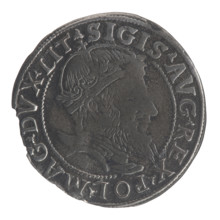 Lithuanian grosz on a Lithuanian foot, Sigismund II Augustus (King of Poland; 1544–1572), coats of