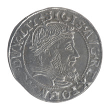Lithuanian grosz on a Lithuanian foot, Sigismund II Augustus (King of Poland; 1544–1572), coats of