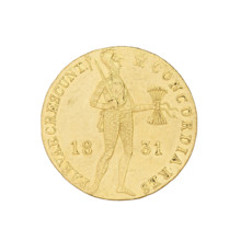 November Uprising ducat by Karol Gronau (1783–1834), 1831. Obverse: knight in armour standing right