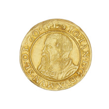 Ducat of Jan (Duke of Ziebice and Olesnica; r. 1536–1565), Silesia, 1561. Obverse: bust of Duke Jan