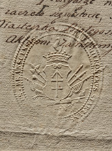 Seal of Michal Hieronim Starzenski, Starost of Bransk. Oval dry impression. Fox (coat of arms) with