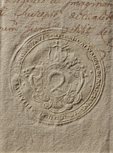 Round dry impression of the seal of Ezekiel Aleksander of Moszczenna Moszczenski, starost of