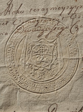 Seal of Nestor Casimir X Sapieha, Starost of Brest-Litovsk. Round dry impression of the seal. The