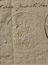 Seal of the Starost of Busko (ca. 1771). Round dry impression of the seal of the Starost of Busko.