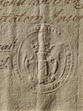 Seal of Jan Onufry Ossolinski, Starost of Drohicz; Oval seal impression. In a decorative crowned