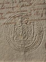 Seal of Janusz Modest Sanguszko, Starost of Krzesno. Round imprint of the seal: on the mantle,