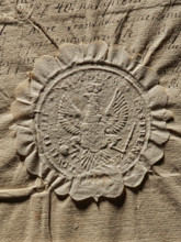 Seal of the starost of the town of Lowicz (ca. 1777). Round imprint showing a crowned White Eagle