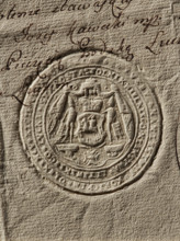 Seal of Józef Klemens Czartoryski, Starost of Luck; round imprint. A shield with the Pogon coat of