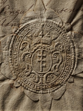 Oval impression of the seal of Joachim Potocki, starost of Lviv. On a decorative oval shield with a