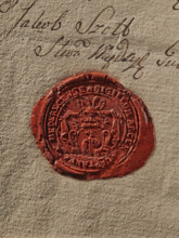 Seal of the starosty seat of Miedzyrzecz, starosta of Miedzyrzecz (ca. 1788). Round wax impression