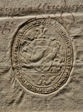 Seal of Józef Obuchowicz, Starost of Boczesnik; Oval impression of the seal. On the decorative