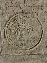 Seal of Jan Stecki, starost of Owrucz (1776). Round seal impression with an oval decorative