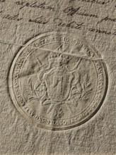 Seal of Józef Kajetan Ossolinski, Starost of Samdomier; coat of arms seal, private document seal.