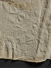 Round dry impression of the seal of the Civil-Military Order Commission of Owruck County, 1790.