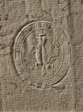 Seal of the Civil-Military Order Commission of the Leczyca Voivodeship. Dry impression; document