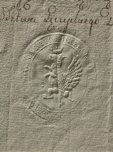 Seal of the Civil-Military Order Commission of the Leczyca Voivodeship; dry impression attached to