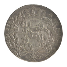 Crown thaler by Efraim Brenn (fl. 1774–1792), 1784. Obverse: Head of Stanislaw August Poniatowski