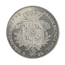 Crown thaler, Stanislaw August Poniatowski (King of Poland; 1732–1798). Obverse: Head of Stanislaw