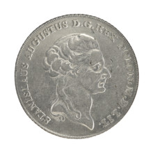 Crown thaler, Stanislaw August Poniatowski (King of Poland; 1732–1798). Obverse: Head of Stanislaw