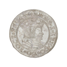 Prussian grosz, Sigismund I the Old (King of Poland; 1506–1548). Obverse: Crowned male bust in