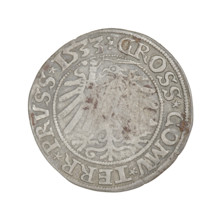 Prussian grosz, Sigismund I the Old (King of Poland; 1506–1548). Obverse: crowned male bust in