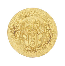 Gdansk ducat by Daniel Klüwer (fl. 1608–1618), 1612. Obverse: Bust of King Sigismund III Vasa
