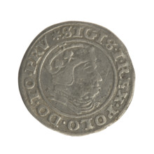 Gdansk grosz, Sigismund I the Old (King of Poland; 1506–1548). Polish coin (1540). Obverse: Crowned
