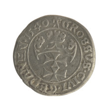 Gdansk grosz, Sigismund I the Old (King of Poland; 1506–1548), Polish coin, Jagiellon dynasty.