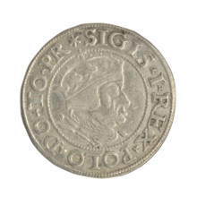 Gdansk grosz, Sigismund I the Old (King of Poland; 1506–1548). Polish coin (1548). Obverse: Crowned