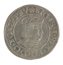 Gdansk grosz, Sigismund I the Old (King of Poland; 1506–1548). Polish coin, Jagiellonian dynasty.