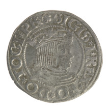 Gdansk grosz, Sigismund I the Old (King of Poland; 1506–1548). Polish coin (Jagiellon dynasty).