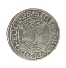 Gdansk grosz, Sigismund I the Old (King of Poland; 1506–1548). Polish coin (1534). Obverse: Crowned