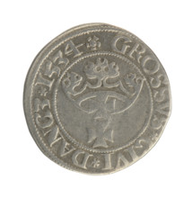 Gdansk grosz, Sigismund I the Old (King of Poland; 1506–1548). Polish coin, Jagiellon dynasty.