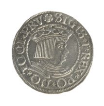 Gdansk grosz, Sigismund I the Old (King of Poland; 1506–1548). Silver coin (grosz), 1534. Obverse: