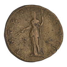 Sestertius, Hadrian (76–138; Roman emperor 117–138). Obverse: Bust of Hadrian with a laurel wreath