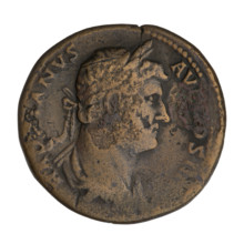 Sestertius, Hadrian (76–138; Roman emperor 117–138). Obverse: Bust of Hadrian with laurel wreath