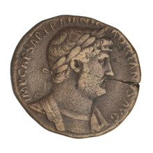 Sestertius, Hadrian (76–138; Roman emperor 117–138). Obverse: bust of Hadrian with laurel wreath