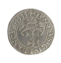 Gdansk grosz, Sigismund I the Old (King of Poland; 1506–1548). Polish coin, Jagiellon dynasty.