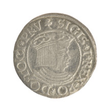 Gdansk grosz, Sigismund I the Old (King of Poland; 1506–1548). Polish coin, Jagiellon dynasty.