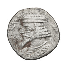 Tetradrachm of Phraates V (2 BC–4 AD), Parthian Kingdom, Iran. Obverse: bust of Phraates V facing