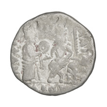 Tetradrachm (subaerate?) of Vologases IV (king of the Parthians; 147–191). Obverse: bust of