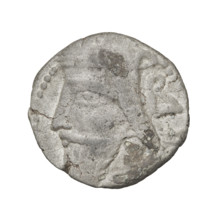 Tetradrachm of Vologases V (191–208). Obverse: head of Vologases V to left, wearing a tiara.