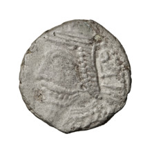 Tetradrachm of Vologases V (191–208). Obverse: bust of Vologases V wearing a tiara, facing left.