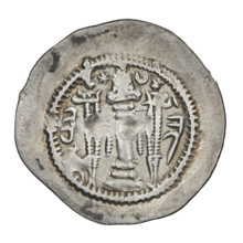 Drachma of Kavadh I (ruler of Persia; 488–496 and 498–531). Obverse: bust of Kavadh I facing right;