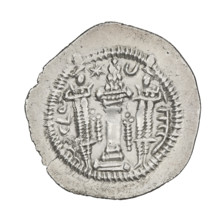 Drachma of Kavadh I (ruler of Persia; 488–496 and 498–531). Obverse: bust of Kavadh I facing right;