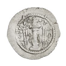 Drachma of Kavadh I (r. 488–496 and 498–531). Obverse: bust of Kavadh I facing right wearing a