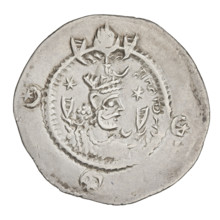 Drachma of Kavadh I (r. 488–496 and 498–531). Obverse: bust of Kavadh I facing right wearing a